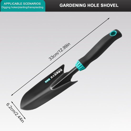 Hand Troffel Tuingereedschap - Tuinhandgereedschap Set - Planten Verpotten - Ergonomische Handgreep - 35.5 cm - Blauw van Merkloos	 — afbeelding 2