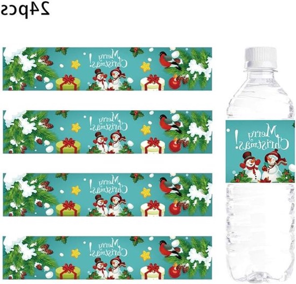 24 stukken Allecta waterfles etiketten met kerstmotieven