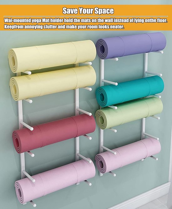 Yoga Mat Houder - Muur Plank - Sport Opslag - Roestbestendig Metaal - Niet Gespecificeerd - Zwart — afbeelding 5
