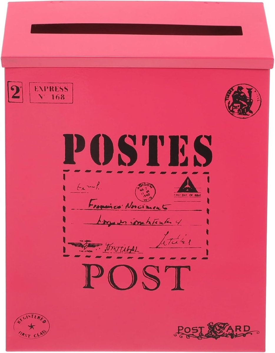 Brievenbus Muurbevestiging - Buitenbrievenbus Afsluitbaar - Post Ontvangen - Roestbestendig Staal - 29 x 22 x 6 cm - Roze