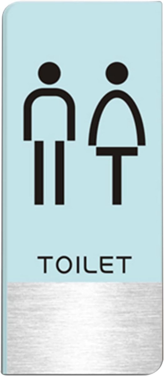 Wandbord Toilet - Badkamerbord Deurbordje - Ruimte Aanduiding - Professioneel Bedrukt Oppervlak - 10x24cm - Blauw