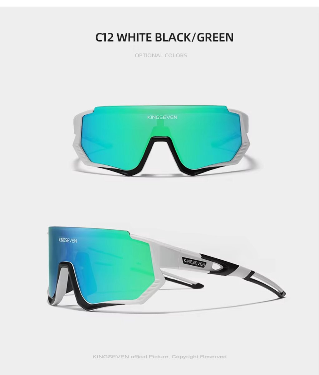 Kingseven Wielren Zonnebril UV400 – Groen-Blauw Spiegelglas