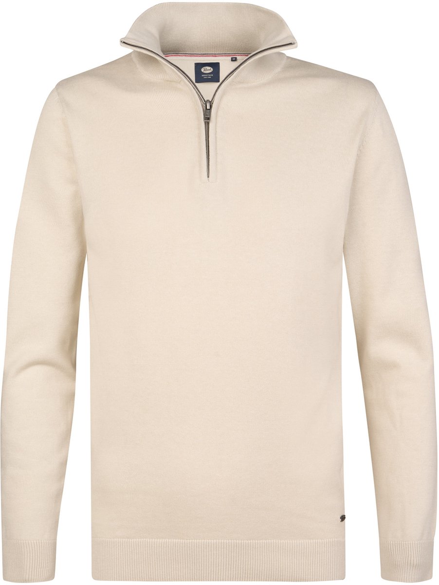Petrol Industries - Heren Fijngebreide half-zip trui wheel - Wit - Maat S