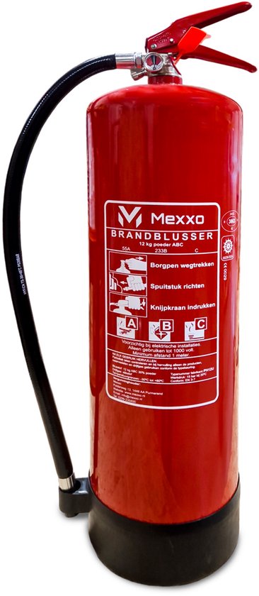 Mexxo Poederblusser 12 kg - ABC Brandblusser - Inclusief wandbeugel en keuringssticker