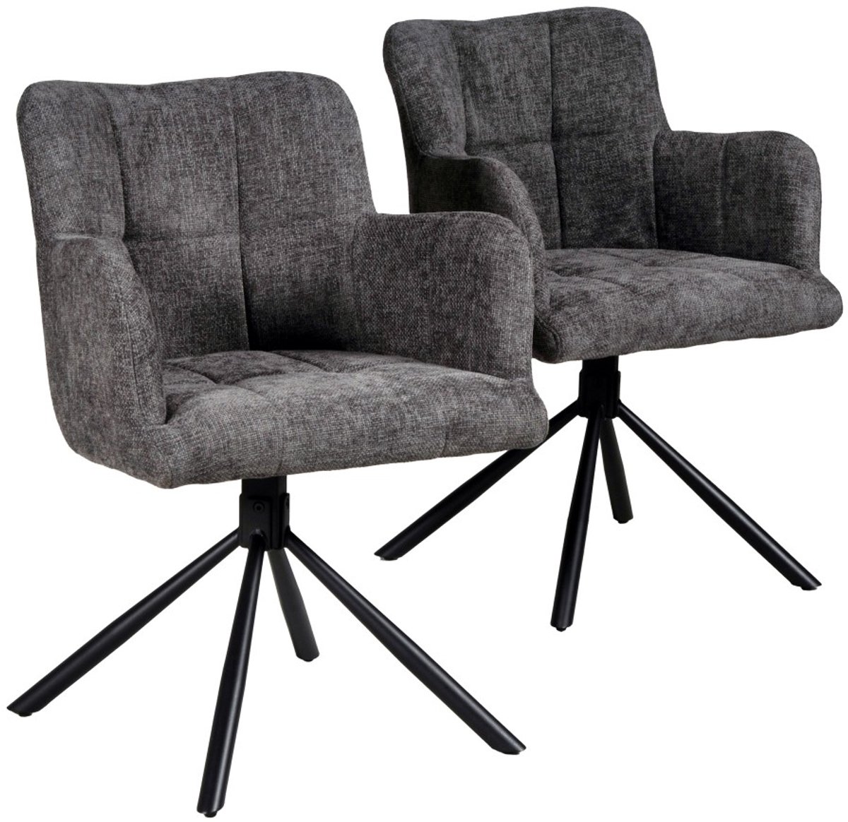 Set van 2 MILA draaibare eetkamerstoelen / Donkergrijs