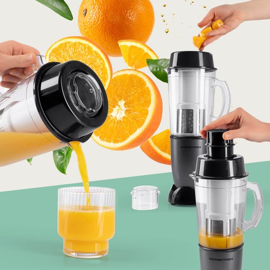 GOURMETmaxx Mr. Magic Power Pro Mixer 400 watt - Smoothiemaker met meeneemdeksel - Staande mixer met mengbeker en vershouddeksel voor bewaren - Blender met XL-accessoireset voor shakes, smoothies enz. van GOURMETmaxx — afbeelding 3