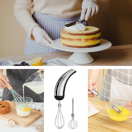 Elektrische Handmixer - Keukenmixer Garde - Bakken Mixen - Roestvrij Staal - 5 Snelheden - Zwart Zilver — afbeelding 4
