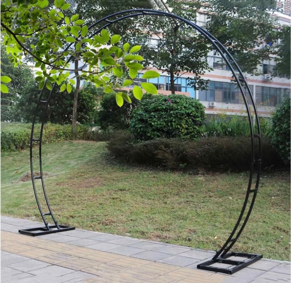 Metalen Rozenboog - Maanpoort Decoratie - Bruiloft Versieren - Dubbele Paal Stabiliteit - 24 x 28 m - Zwart