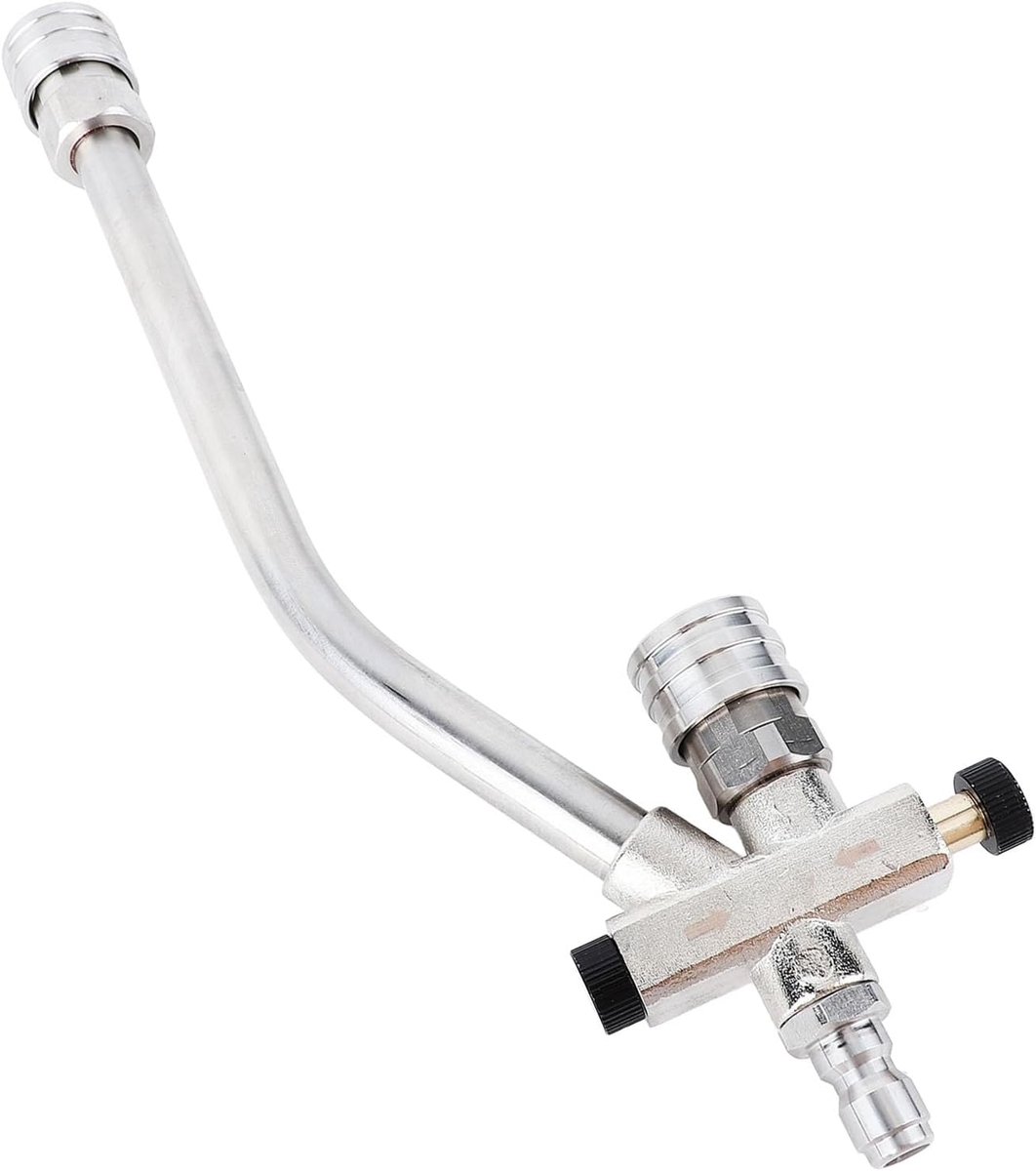 Hogedrukreiniger Verlengstuk - Dubbele Connector Schuimkanon - Auto Boot Wassen - Dubbele Modus Schakelaar - 25.5 cm - Zilver