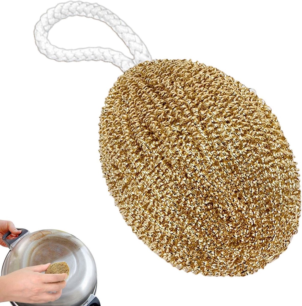 Vaatschrobber Koper - Keukenborstel Schraper - Keuken Schoonmaken - Roestbestendig Koper - 12 x 10 x 5 cm - Koperkleurig