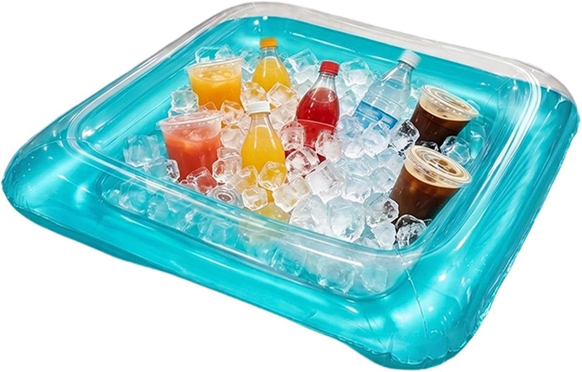Opblaasbare Bar - Draagbare Koeler - Feestjes Buiten - Versterkt PVC - 60 x 60 cm - Transparant Blauw