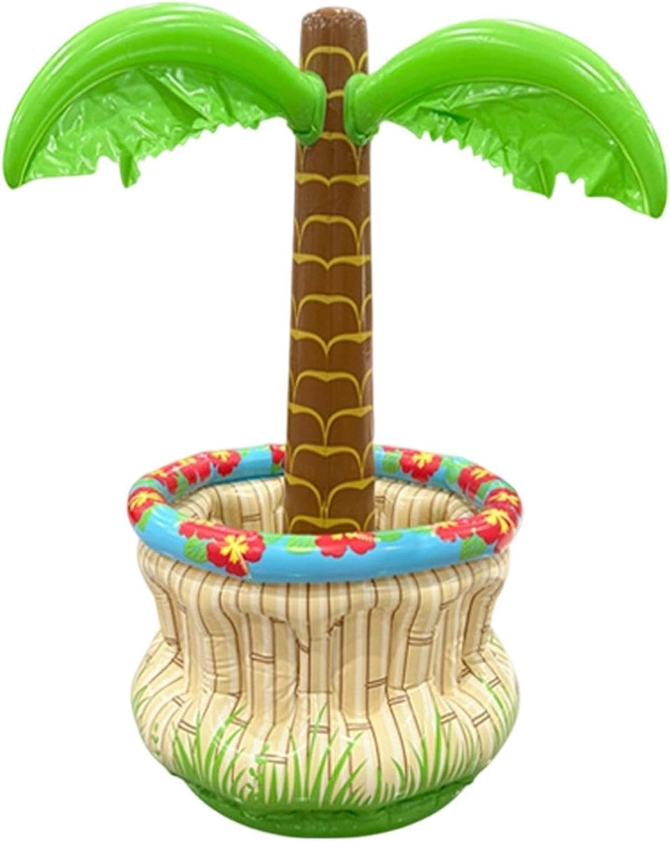 Opblaasbare koelkast - Drankhouder palm - Feestelijke koeling - Drijvend ontwerp - 70 cm hoog - Multicolor