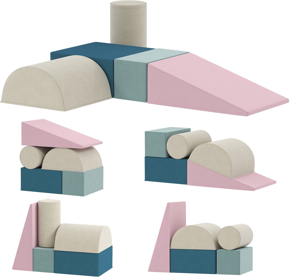 AIYAPLAY Kids Soft Play Set-Samt, 30D PU-Schaum-61L x 41B x 60H cm-Mehrfarbig
