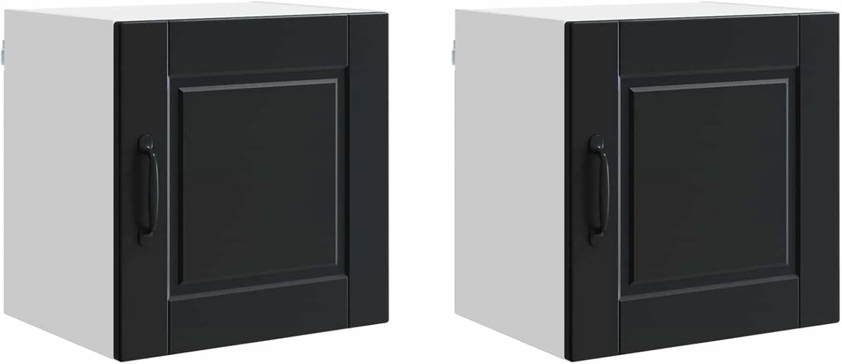 Keukenkast Set - Wandkast Keuken - Opbergen Keukenspullen - Stevig Houtmateriaal - 40 x 31 x 40 cm - Zwart