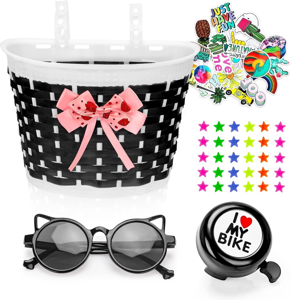 Kinderfiets Decoratie Set Fiets Accessoires Fiets Opvrolijken Compleet Pakket 5 Delig Zwart