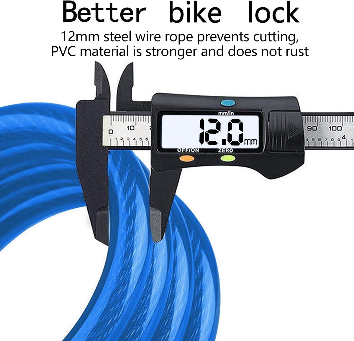 Fietsslot - Stalen Kabelslot - 5-Cijfer Combinatieslot - 120 cm Lengte - Voor Fiets en Scooter