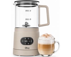 Melkopschuimer Elektrisch - Melkopschuimer Automatisch - Barista Koffie Maken - 3 Functies in Eén - 400 ml - Beige