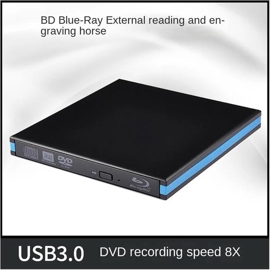 Externe Blu-ray Speler - DVD Brander CD - Films Kijken - USB 3.0 Connectiviteit - 2 MB Cache - Zwart — afbeelding 2
