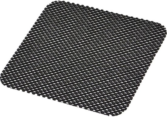 Zwarte vierkante antislipmat met honingraatpatroon.