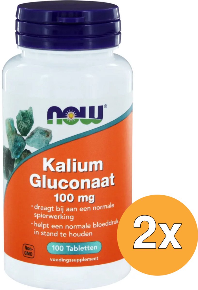 2x Now Kalium gluconaat 100 mg (100 tabletten)