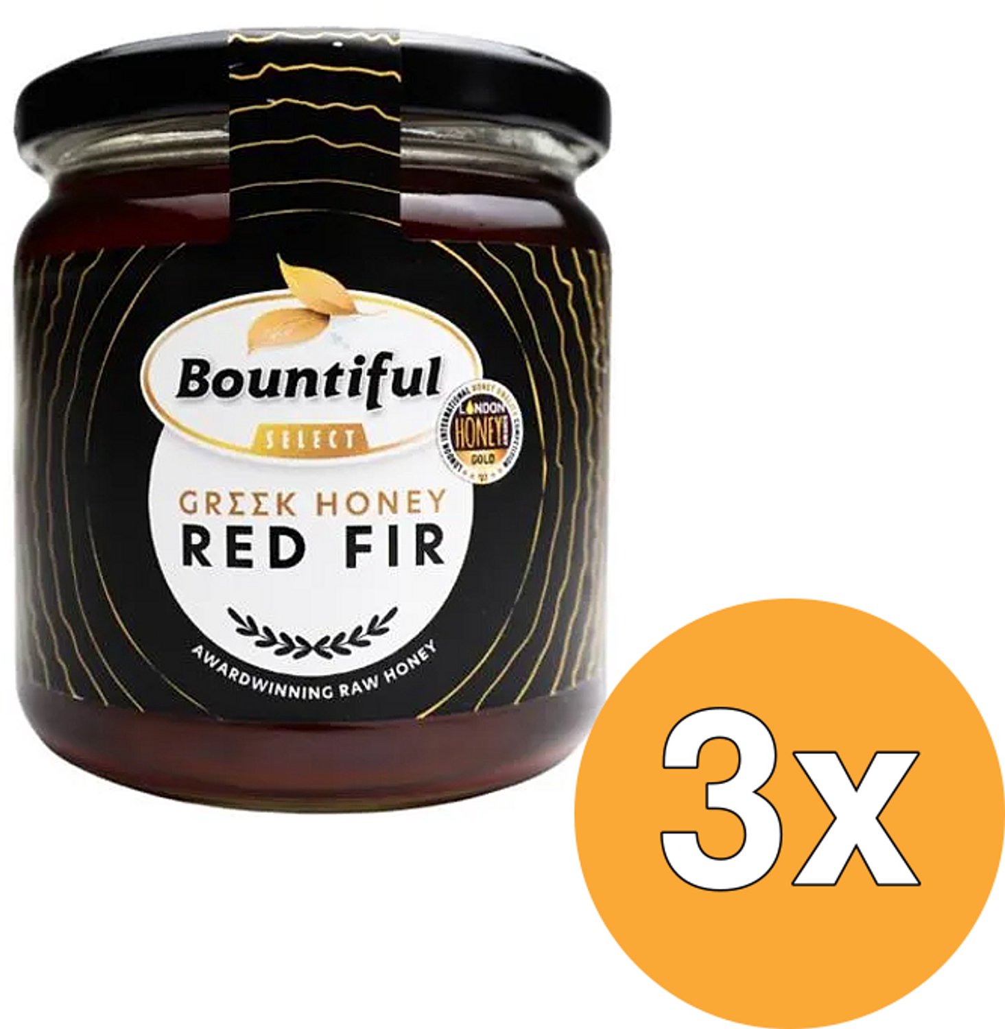 3x Bountiful Griekse Rauwe Honing Red Fir/Rode Spar (500 gr)