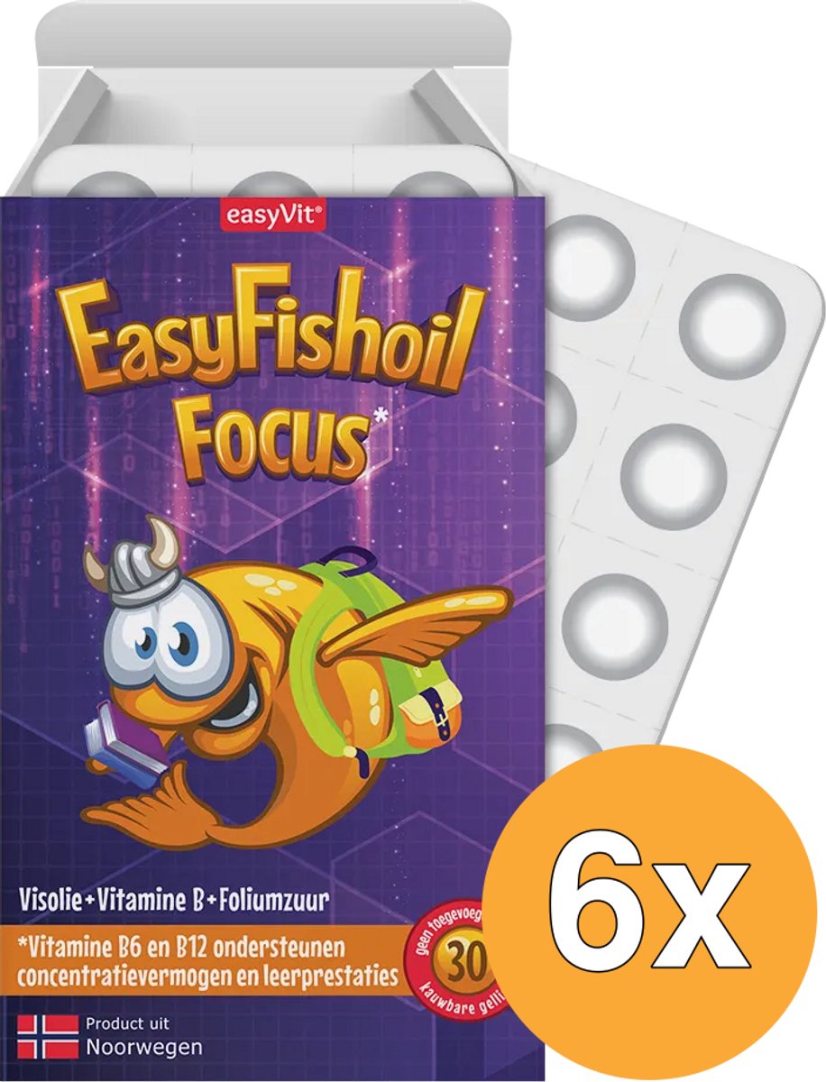 6x Easyvit Easyfishoil focus (30 kauwtabletten)
