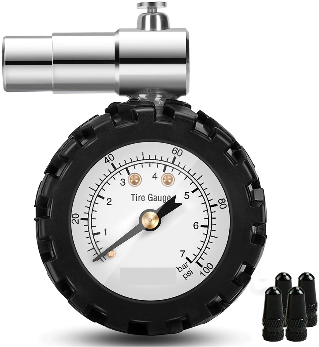 Bandenspanningsmeter Fiets - Fietsbandmeter - Banden Controleren - Ontluchtingsklep Geïntegreerd - 160 PSI - Zwart
