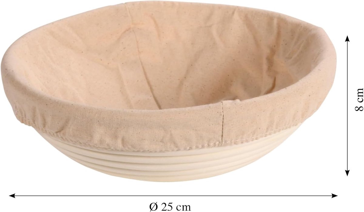 Gaarmand Broodmand - Rijsmand Deeg - Brood Bakken - FSC Rotan - Ø 25 x H 8 cm - Natuur