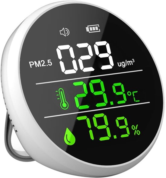 Luchtkwaliteitsmeter - Luchtkwaliteitssensor Tester - Binnenlucht Meten - Geïntegreerde Detectie - 350 Gram - Wit