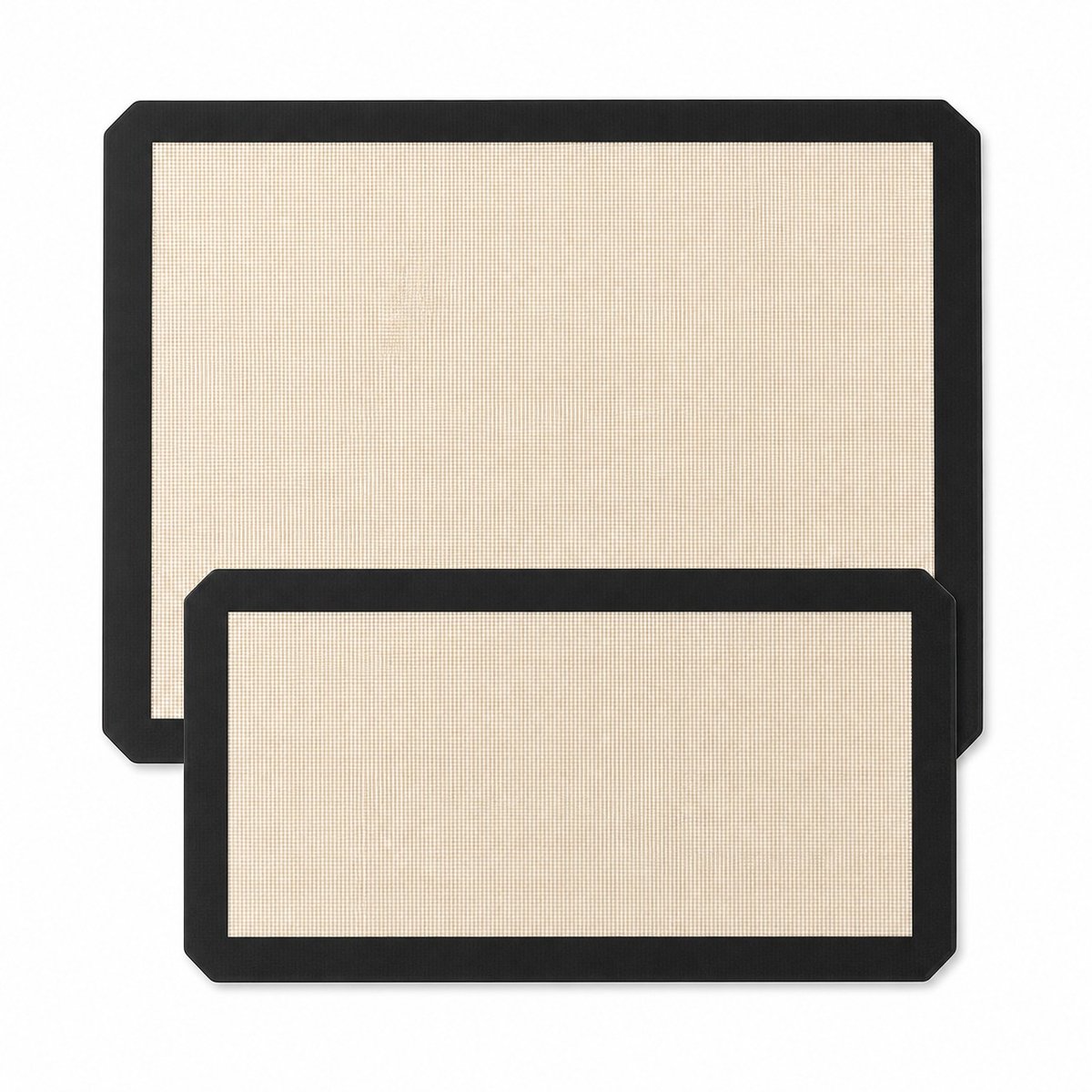 JustValue siliconen bakmat set van 2 - 36,5 x 26 cm en 34 x 17,5 cm - anti-aanbak - zwart/wit