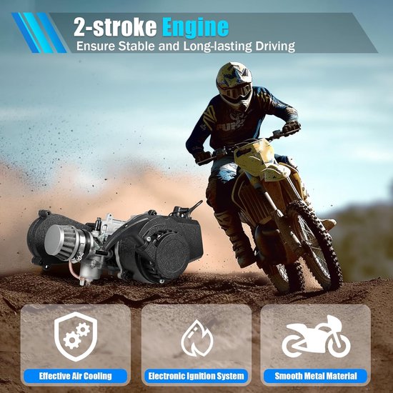 2-takt Motor - Benzinemotor Mini Motor - Pocket Bike Aandrijving - Luchtgekoeld Aluminium - 49.85CC - Zilver Zwart — afbeelding 5