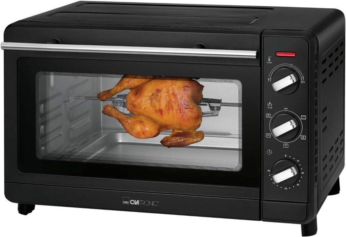 Elektrische oven - Mini-oven - Koken en bakken - Groot kijkvenster - 30 liter capaciteit - Zwart
