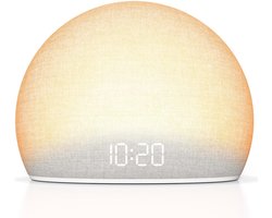 Wekker met Natuurlijke Zonsopgang - Geluidsmachine met White Noise - Dimbaar Display - Schermvrij Ontwerp - Voor een Verfrissende Start van de Dag