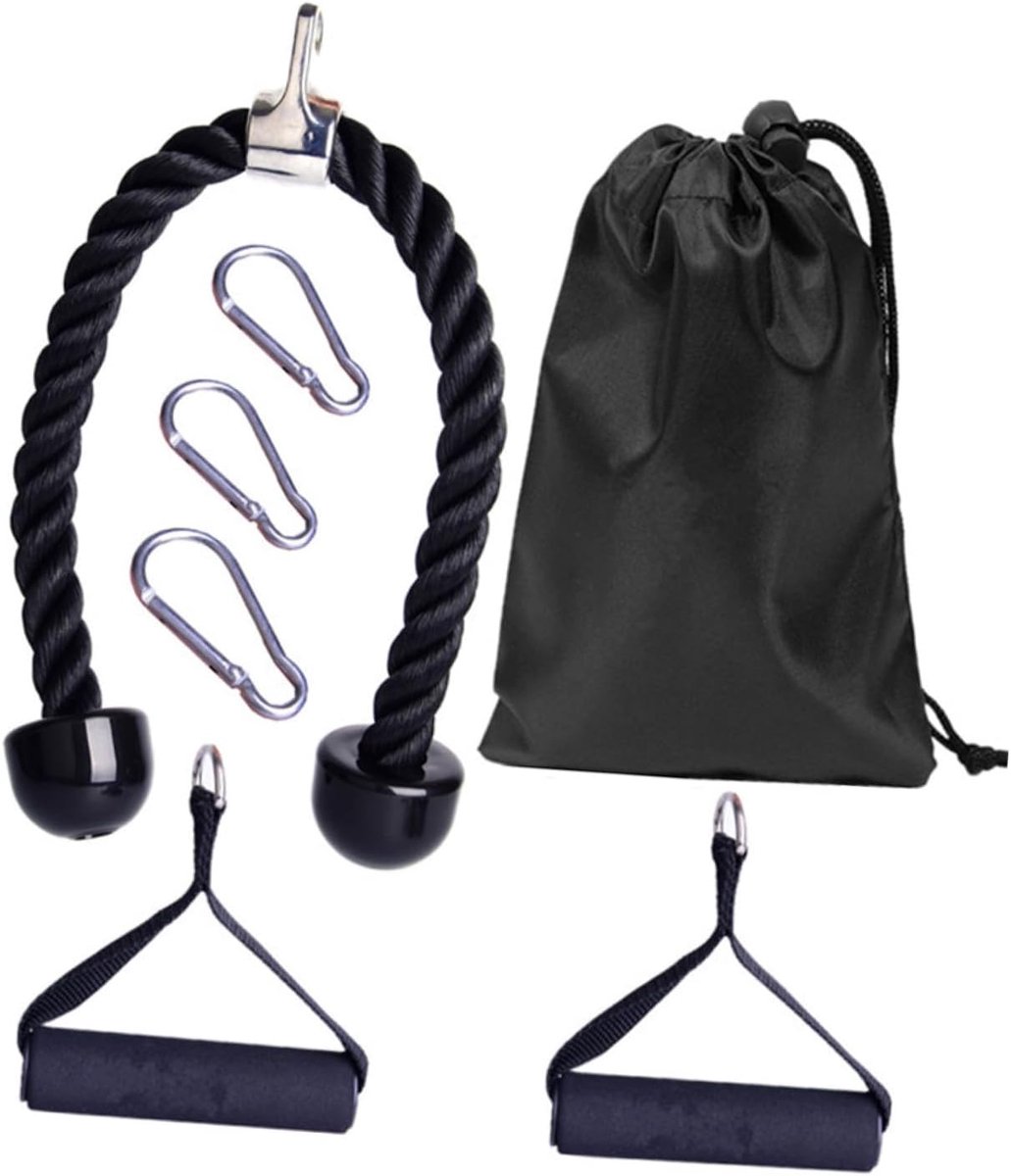 Spiertrainingstouw - Kracht Touw Bevestiging - Spiertraining - Gevlochten Nylon - 70 cm - Zwart
