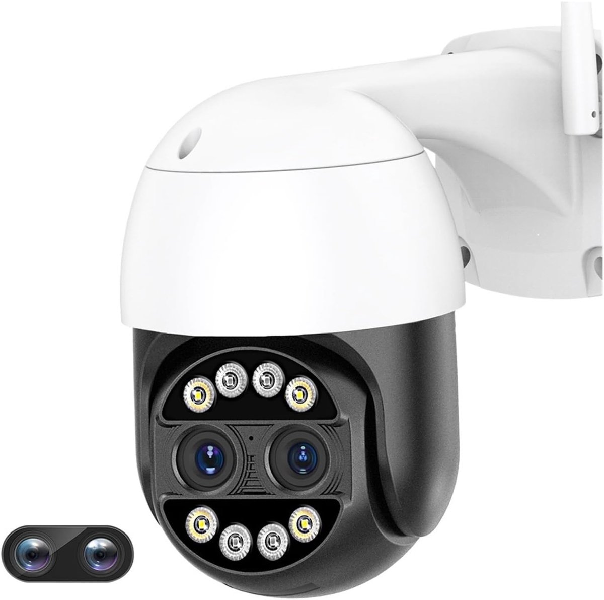 Beveiligingscamera - IP Camera CCTV - Huis Bewaken - Dubbele Lens Zoom - 8MP 4K - Wit