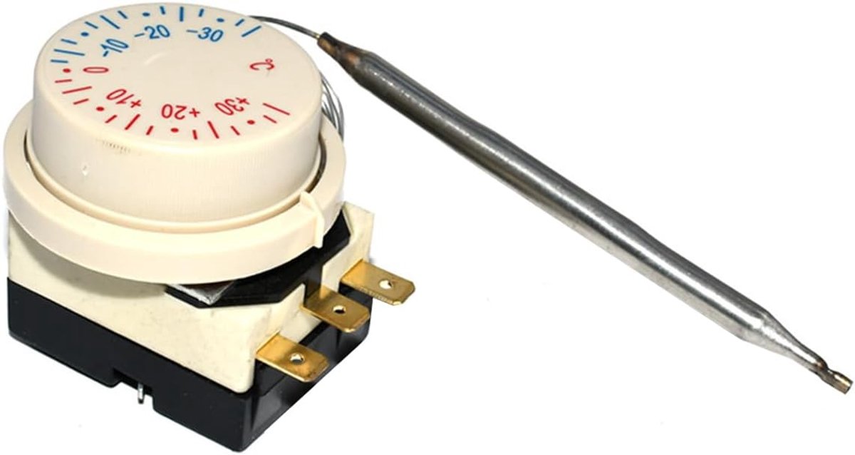 Mechanische thermostaatregelaar - Draaibare temperatuurregelaar - Koeling regelen - Breed temperatuurbereik - -30 tot +30 graden - Wit