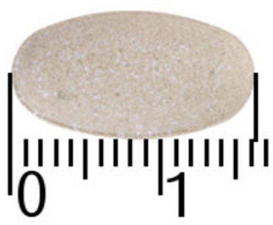 Een enkele tablet met een liniaal die tot 1 cm aangeeft.