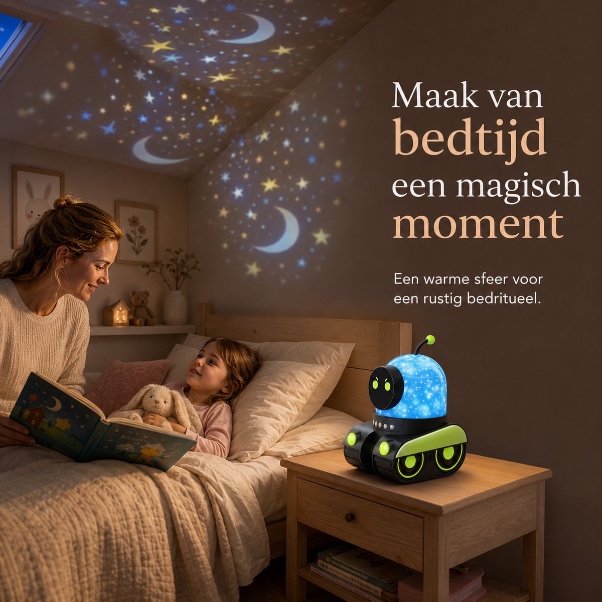 Sercano Sterrenhemel Projector - Ingebouwde 8 muziek - Nachtlampje Kinderen - 6 Thema's - 360° Rotatie - 5 uur Gebruiksduur - 360° Rotatie - Oplaadbaar - Schattig Cadeau – foto 2