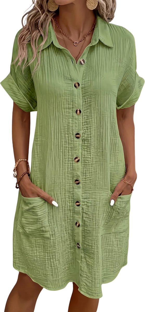 Currero Zomerjurk Dames Zomerjurken Volwassenen Vrouwen Midi Jurk Ibiza Stijl Sundress Dress Matcha L Matcha-kleur