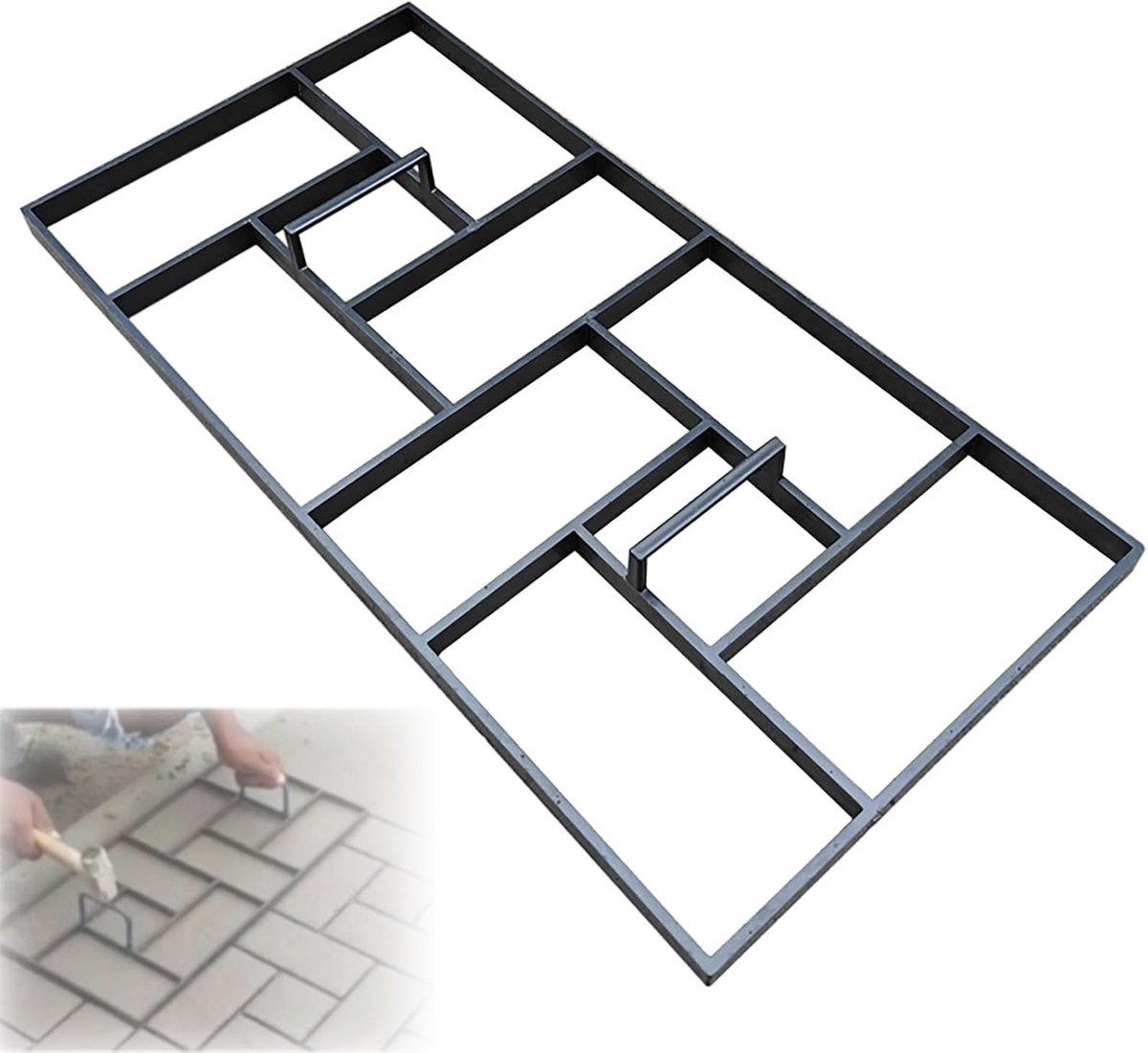 Betonnen pad mal - Loopmaker steen - Tuinpad aanleggen - Herbruikbaar ontwerp - 60 x 30 cm - Zwart
