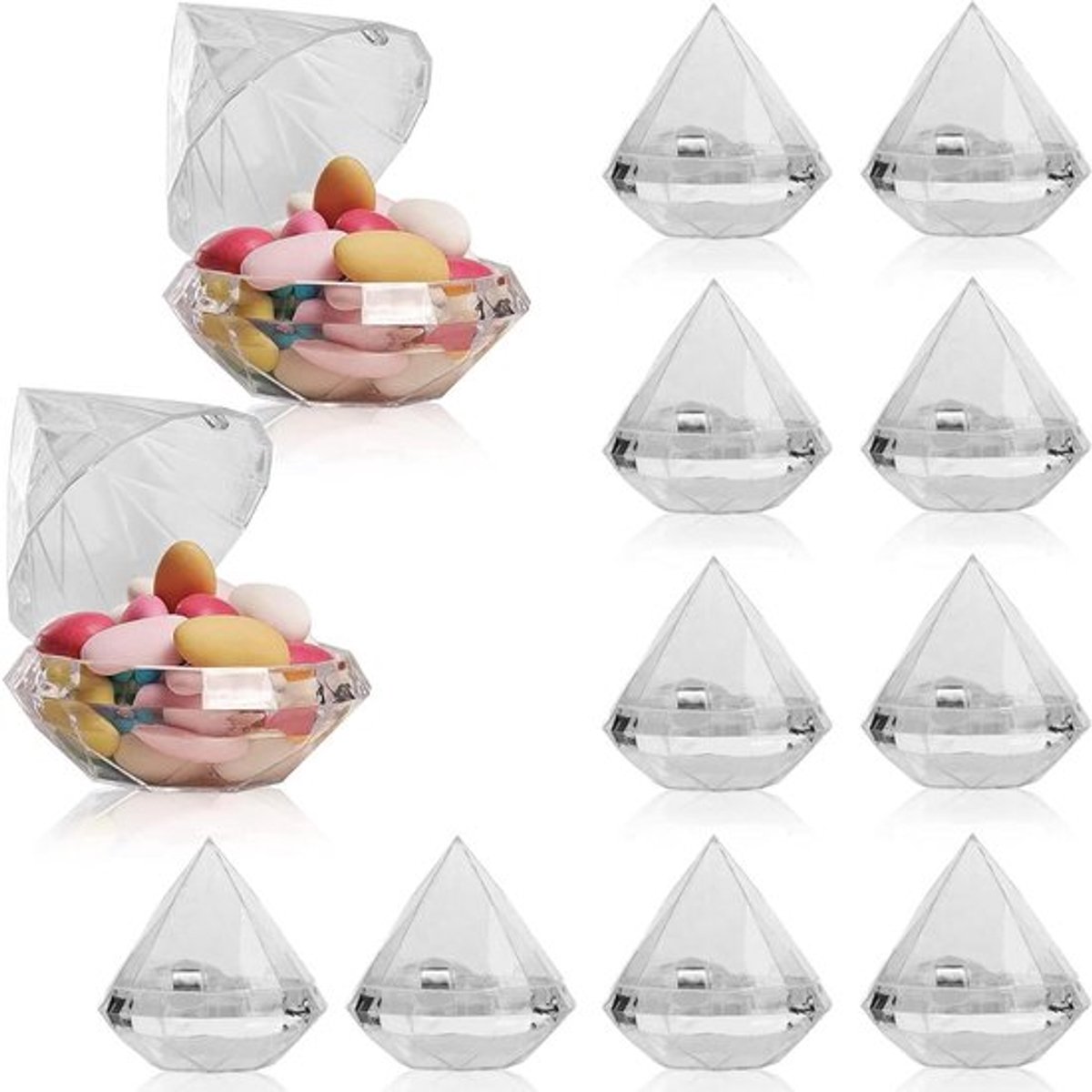 12 Stuks Diamanten Snoep Dozen - Suikerpotje - Transparant