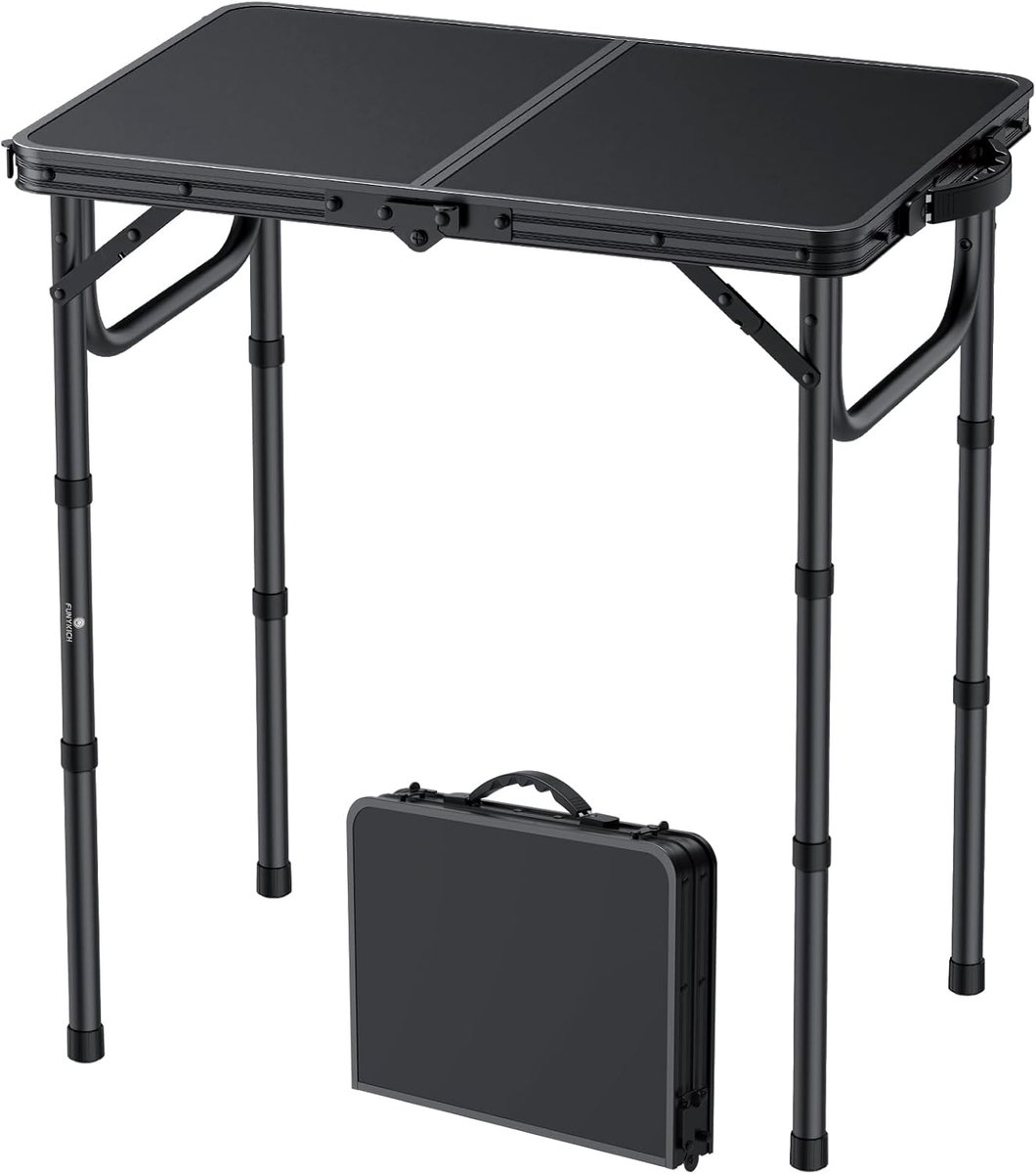 Campingtafel Klaptafel - Picknicktafel Vouwtafel - Buitenactiviteiten - In hoogte verstelbaar - 58 x 40 cm - Zwart