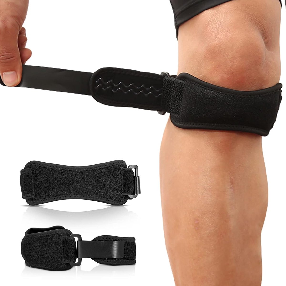 Kniebanden Set - Kniebeschermers - Sport Stabilisatie - Verstelbaar Klittenband - 2 Stuks - Zwart