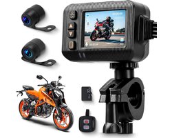 Motorfiets Dashcam - Dubbele Camera Motor - Veilig Rijden Vastleggen - Full HD 1080p - 2 Inch Display - Zwart
