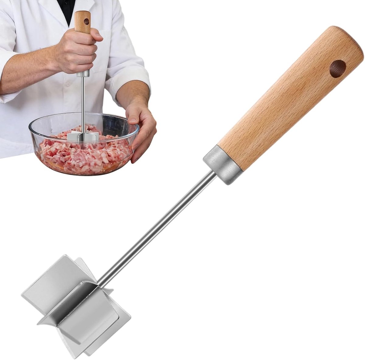 Gehakt Hakker - Vleesmolen Keuken - Maaltijden Bereiden - Roestvrij Staal - 28 x 7.5 x 7.5 cm - Zandstralen