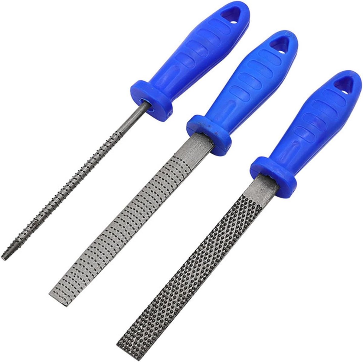 Houtbewerkingsvijlen Set - Metaalvijlen Raspen - Vormgeven van Hout - Ergonomische Antislip Handgreep - 15 cm Lengte - Grijs