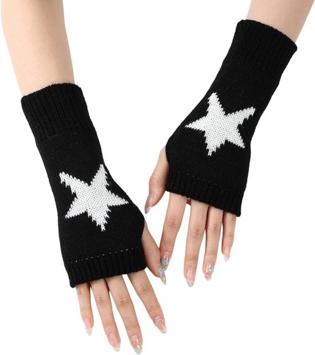 Star print zwart vingerloze handschoenen Allecto Plus