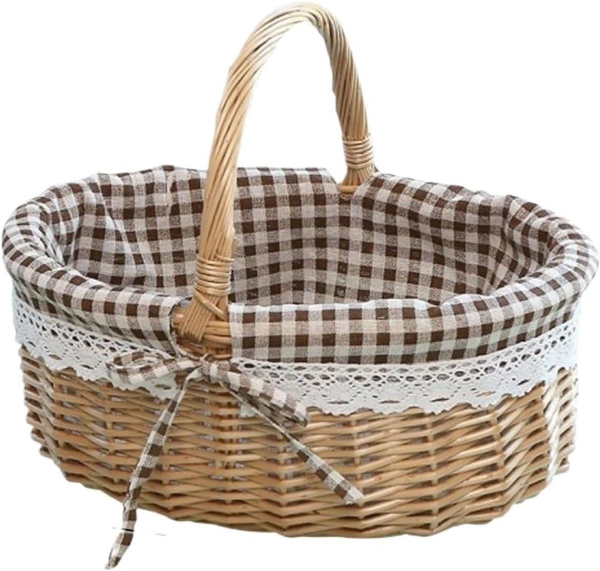 Rotan Eiermand Draagbare Opslag Eieren Verzamelen Stijlvol Woondecor 28 cm Lengte Koffie