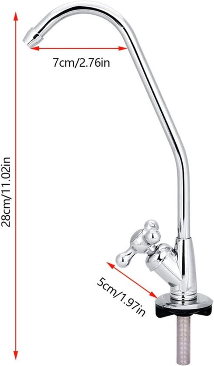 Inovra Plus - 28 cm Osmose kraan voor waterfilter in keuken - Zwanenhals design met