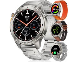 Synyq GPS Pro - GPS Smartwatch Heren - 4 Bandjes - 51mm - AMOLED Scherm - 5ATM Waterdicht - Belfunctie - 170+ Sportmodi - Stappenteller - Hartslag, Slaapmeter, SpO2 - Smartwatch Heren - Horloge Heren - Sport Horloge - IOS & Android